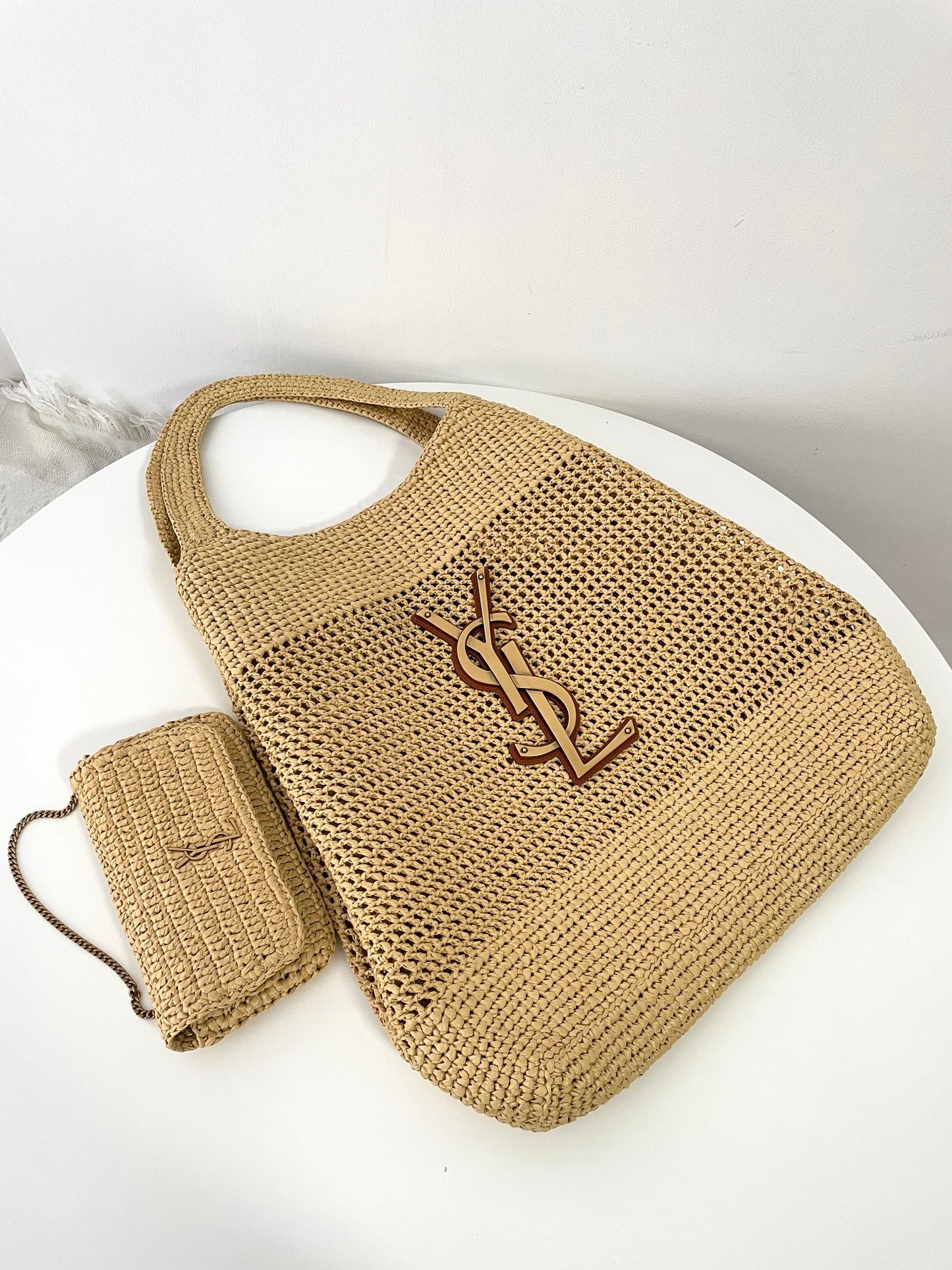Tan Raffia Icare Tote Bag - Level 5