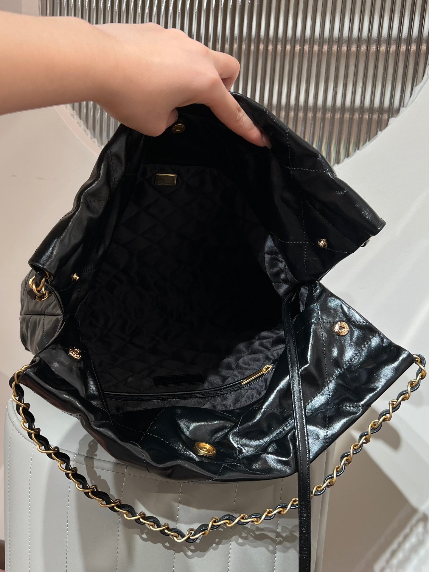 22 Bag Small Gold & Black Lambskin Leather - Level X