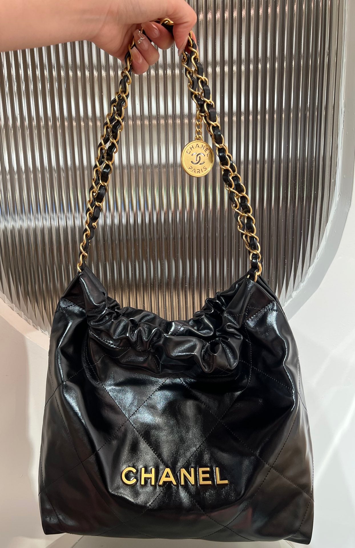 22 Bag Small Gold & Black Lambskin Leather - Level X