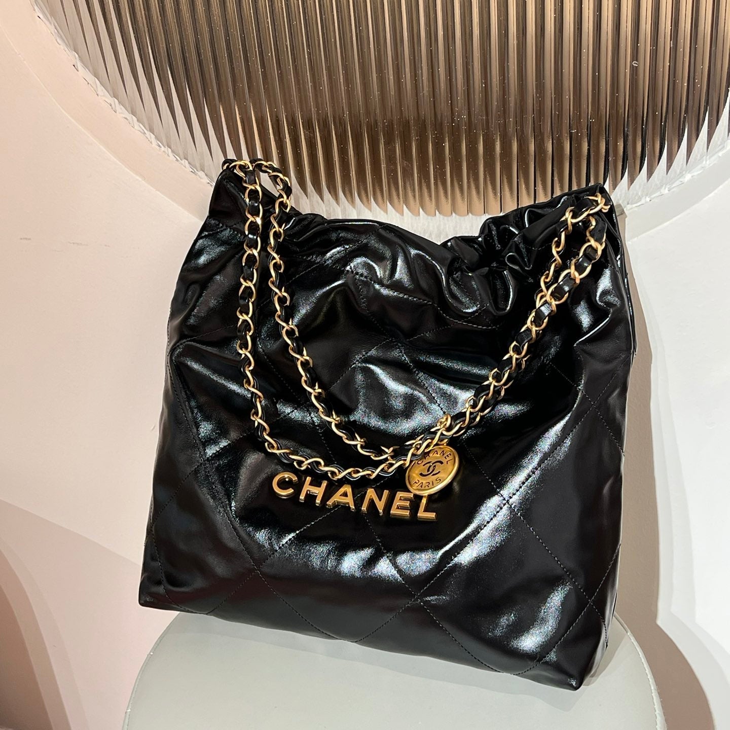 22 Bag Small Gold & Black Lambskin Leather - Level X