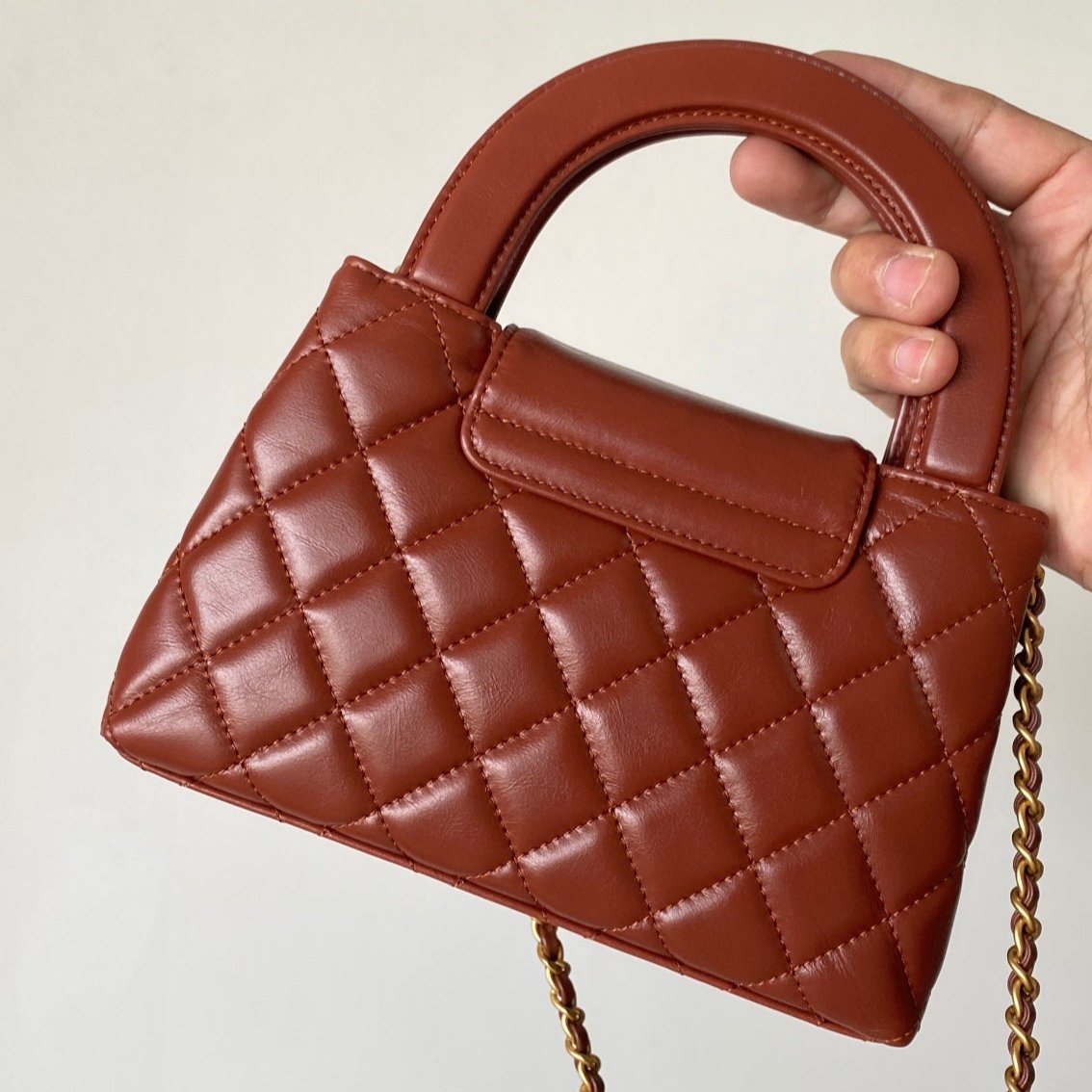Kelly Bag Brown Lambskin Leather - Level 5