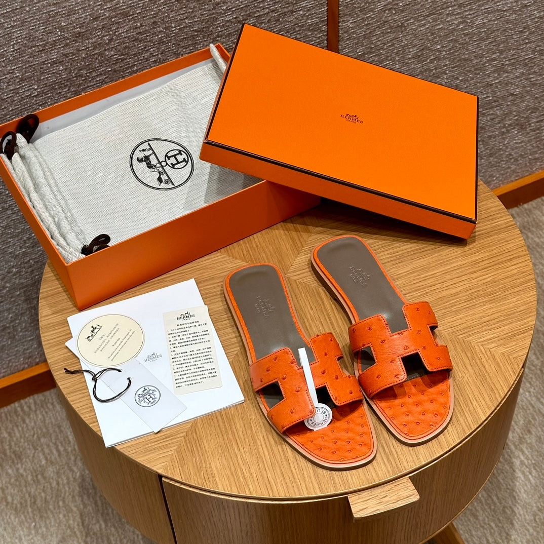 Orange Ostrich Oran Sandals - Level X