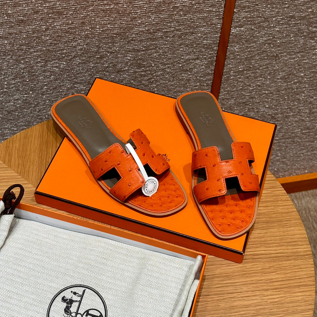 Orange Ostrich Oran Sandals - Level X