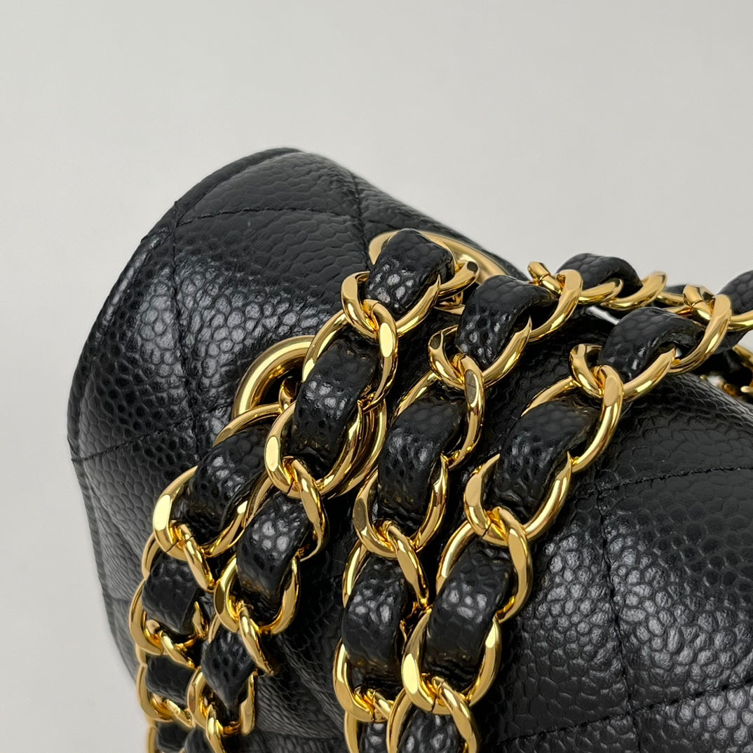 Black Caviar Leather Small Flap Bag - Level X