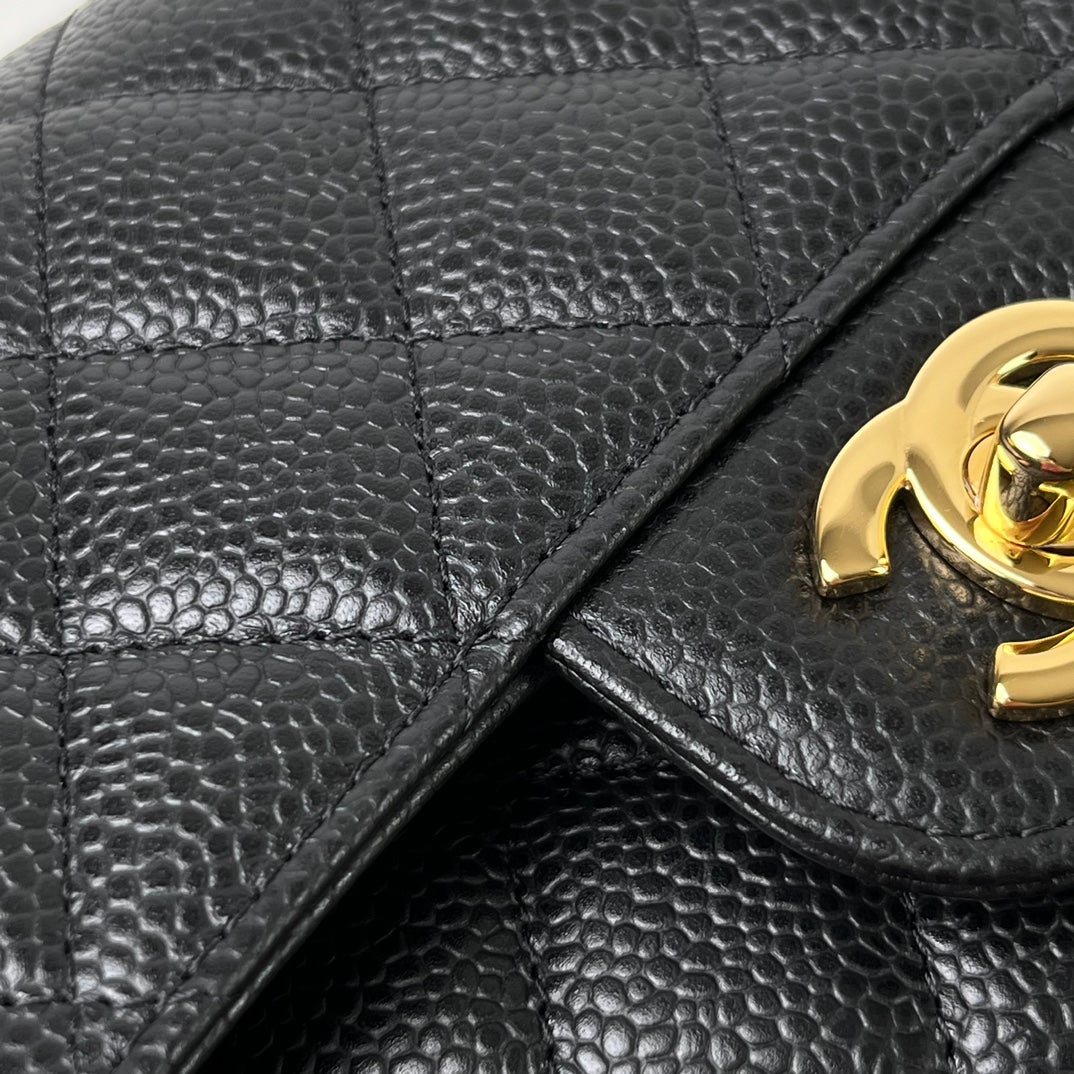 Black Caviar Leather Small Flap Bag - Level X