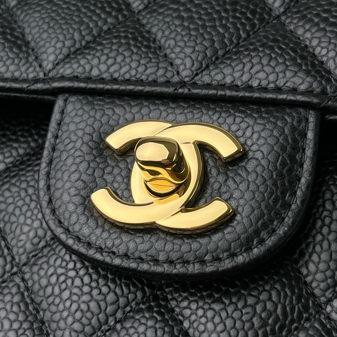 Black Caviar Leather Small Flap Bag - Level X