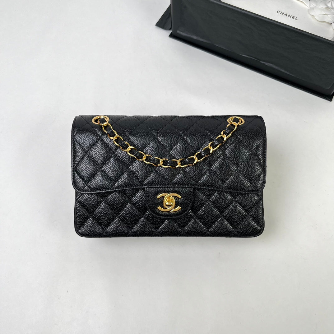 Black Caviar Leather Small Flap Bag - Level X