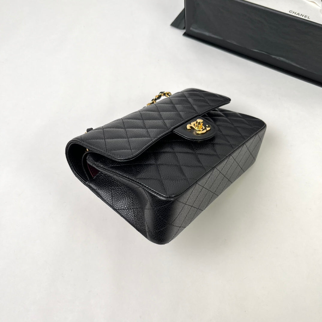 Black Caviar Leather Small Flap Bag - Level X