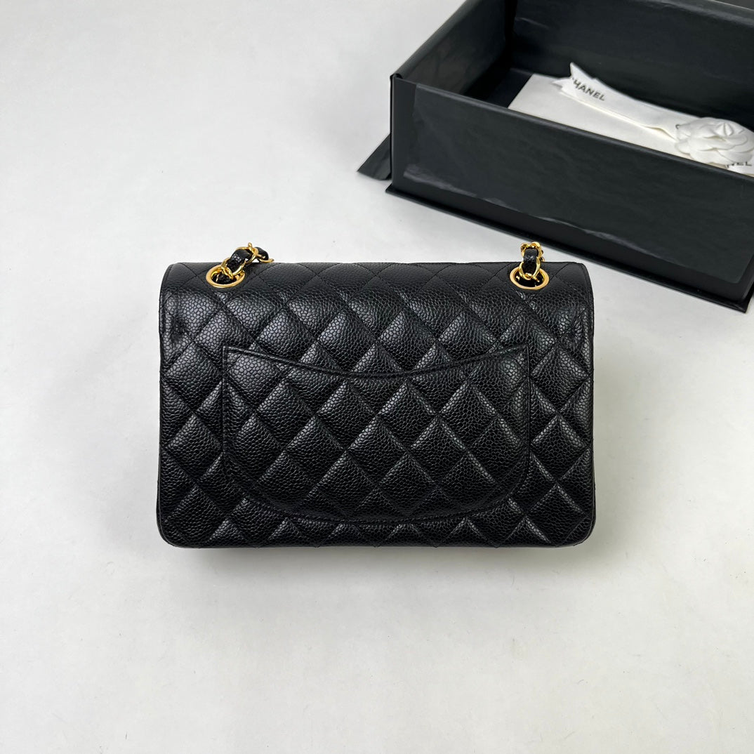 Black Caviar Leather Small Flap Bag - Level X