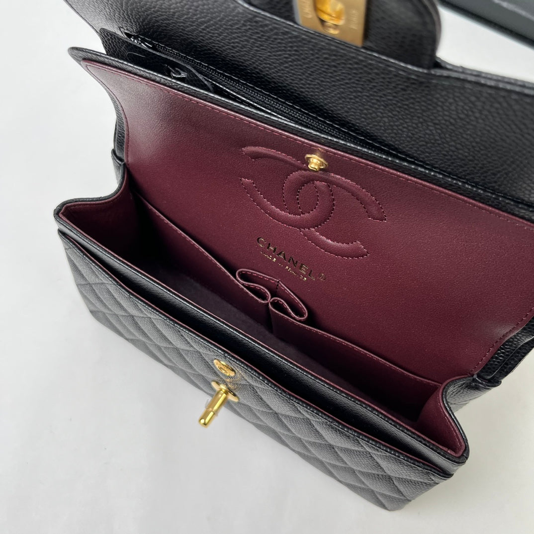 Black Caviar Leather Small Flap Bag - Level X