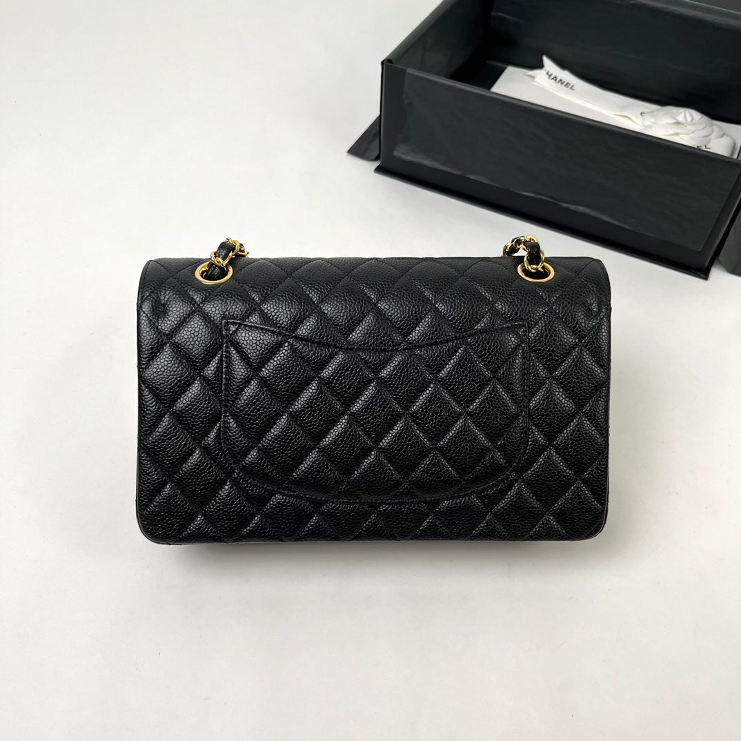 Black Caviar Leather Medium Flap Bag - Level X