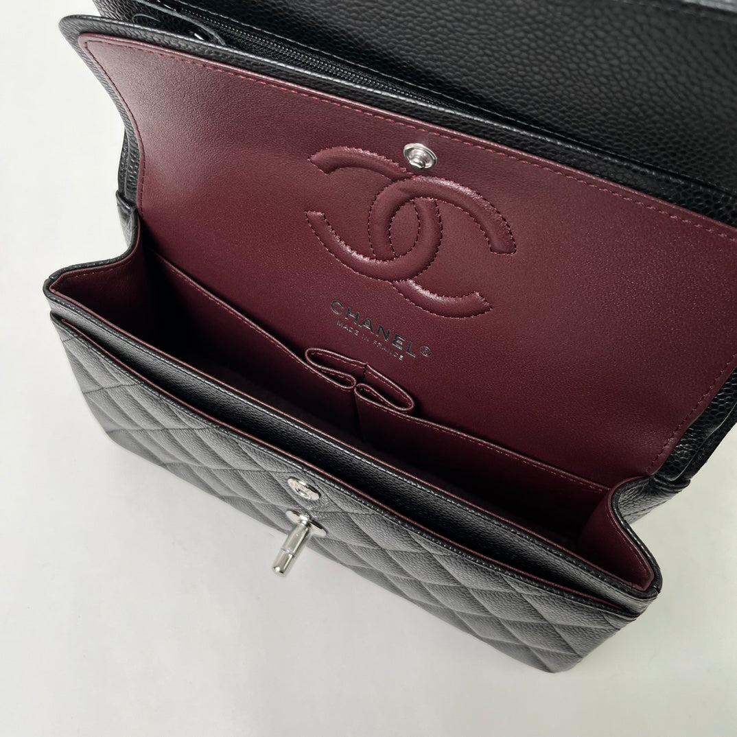 Black Caviar Leather Small Flap Bag - Level X