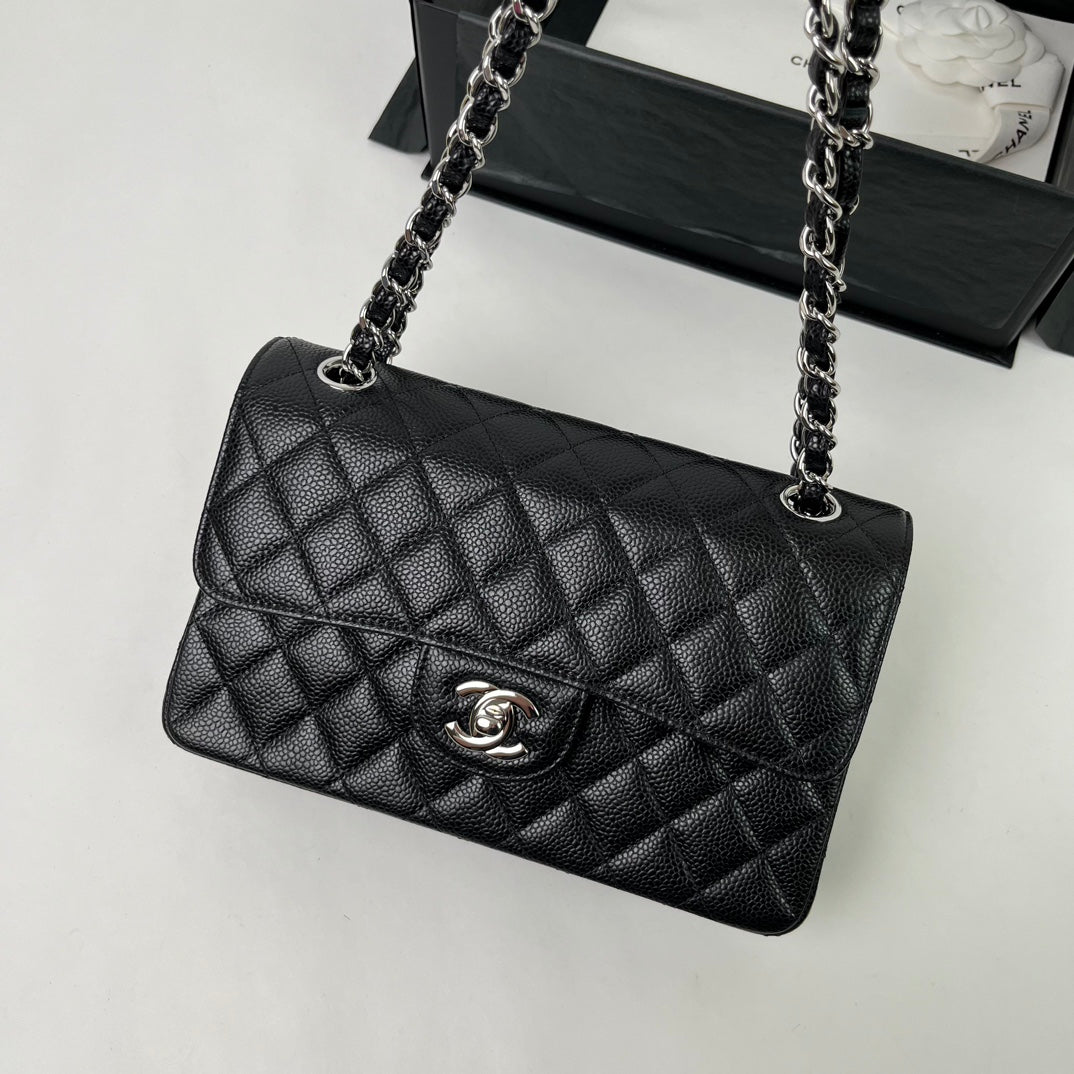 Black Caviar Leather Small Flap Bag - Level X