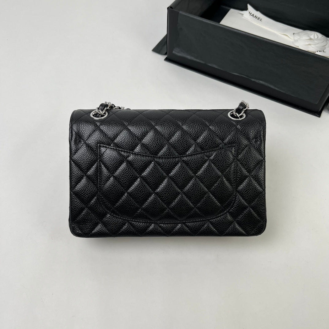 Black Caviar Leather Small Flap Bag - Level X