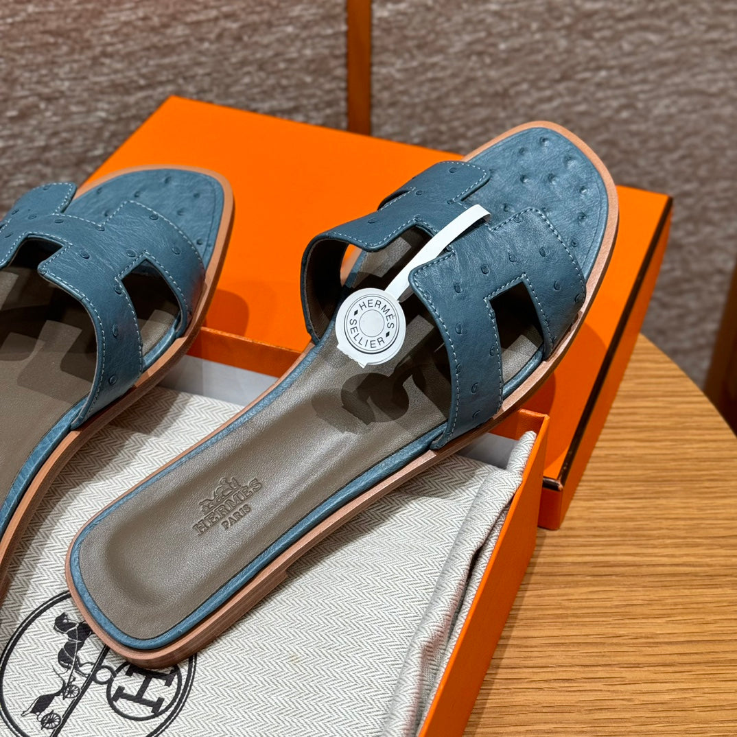 Blue Ostrich Oran Sandals - Level X
