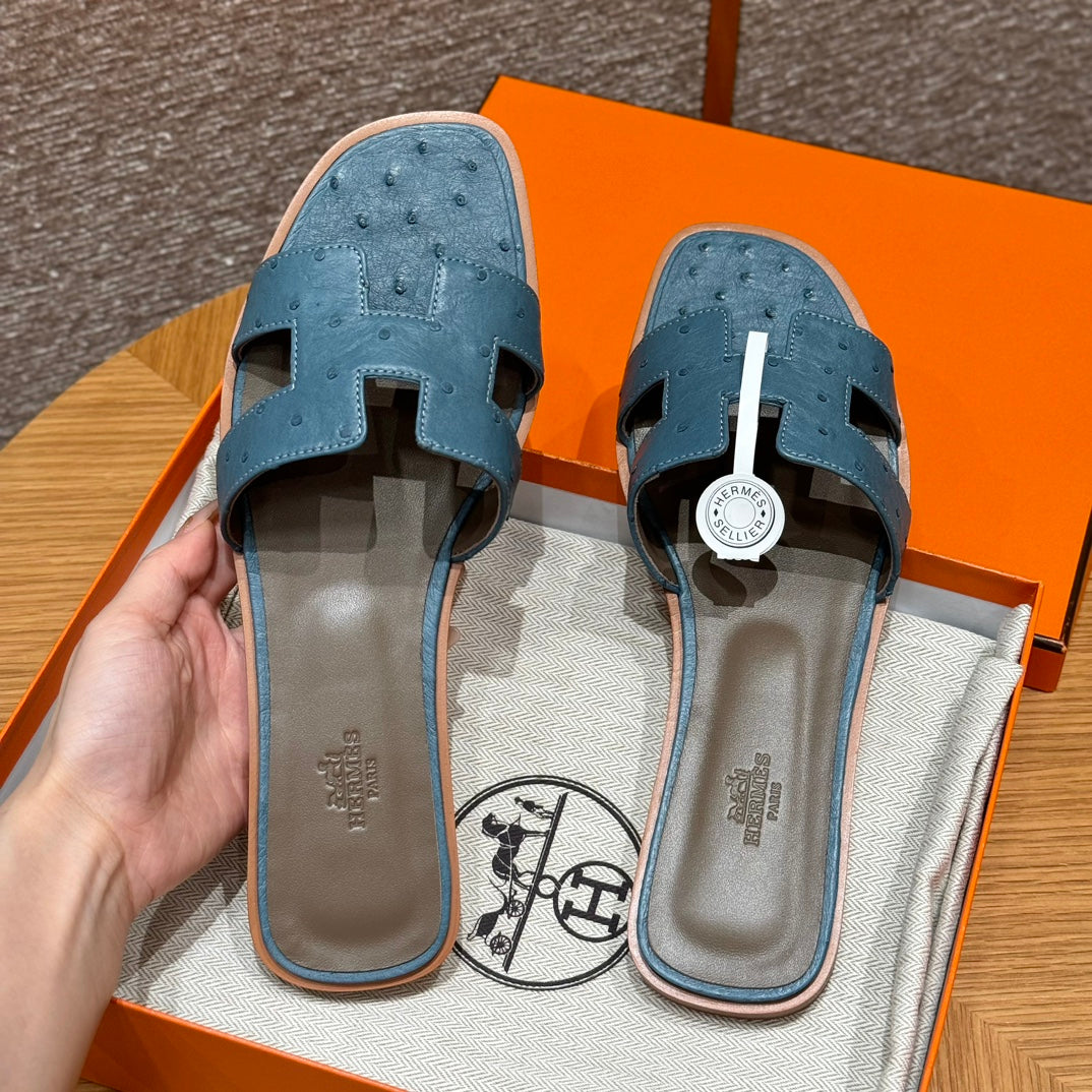 Blue Ostrich Oran Sandals - Level X
