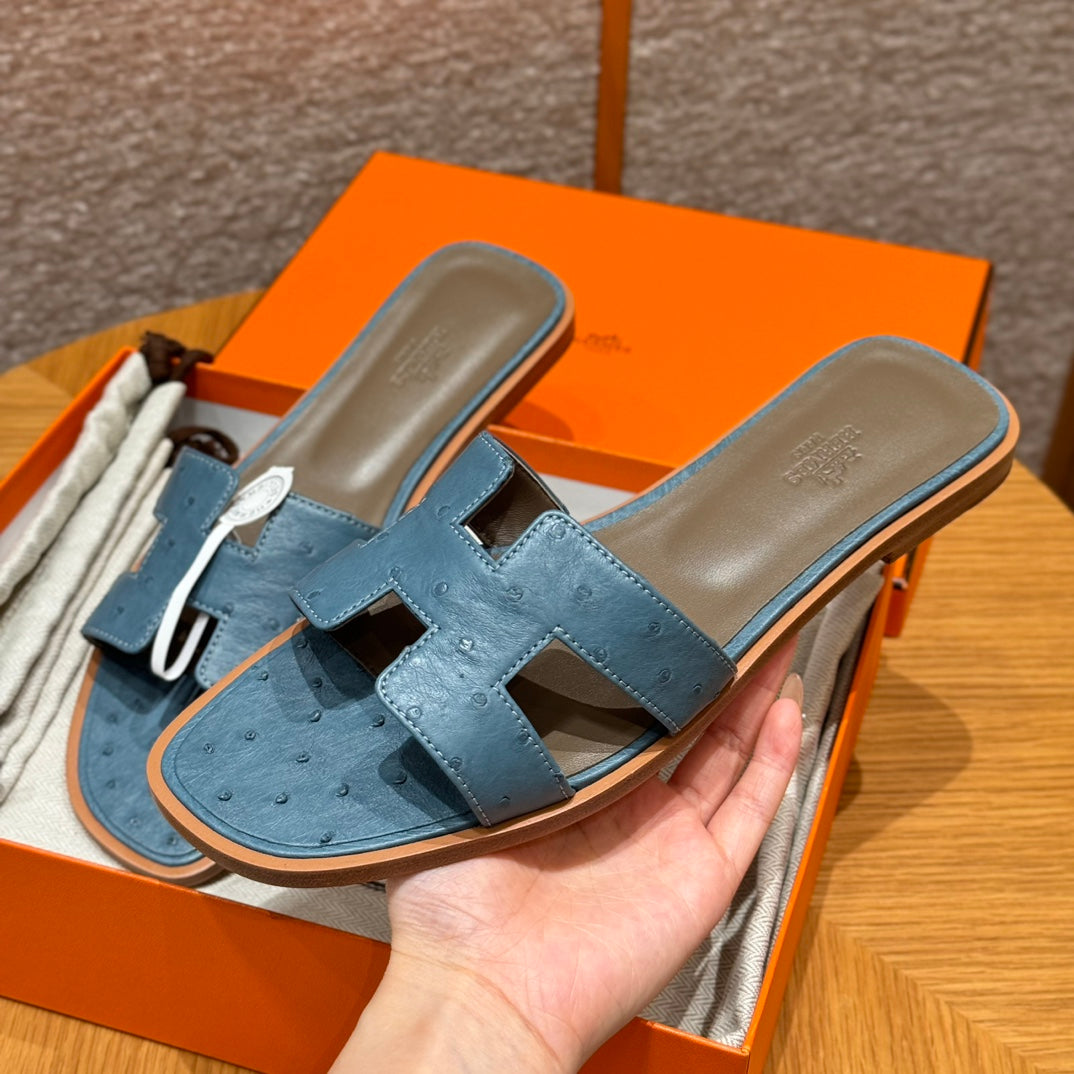 Blue Ostrich Oran Sandals - Level X