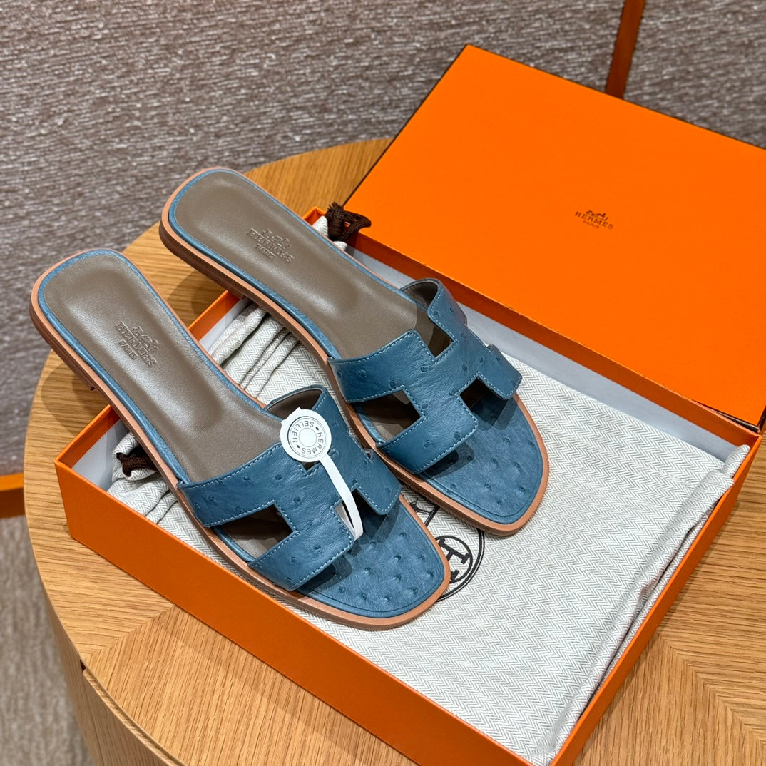 Blue Ostrich Oran Sandals - Level X