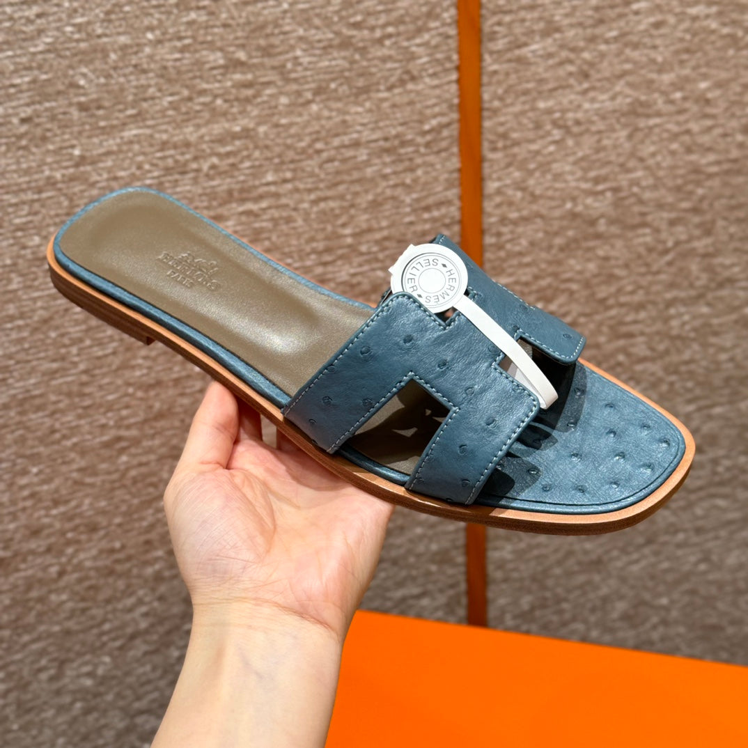 Blue Ostrich Oran Sandals - Level X