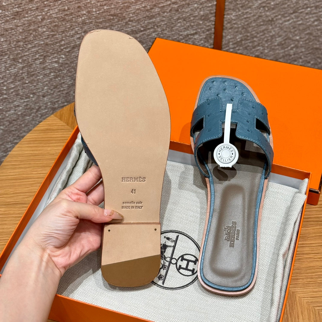 Blue Ostrich Oran Sandals - Level X