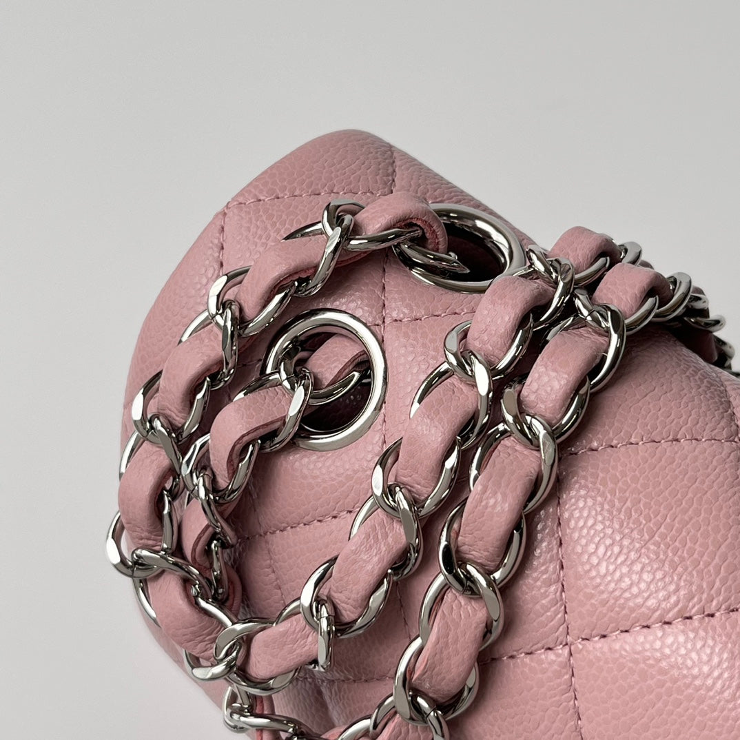 Rose Pink Caviar Leather Small Flap Bag CNL - Level X