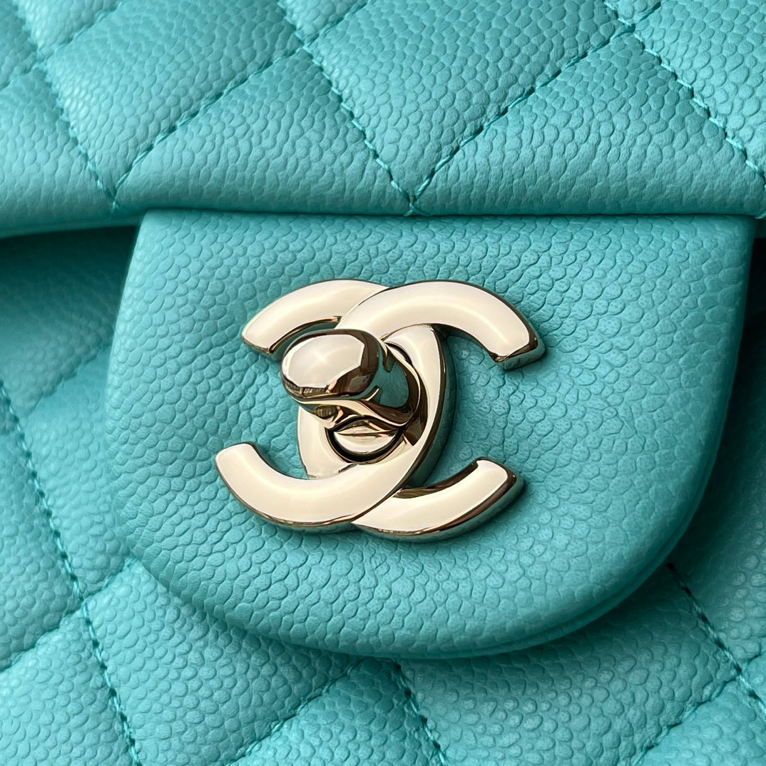 Bright Blue Caviar Leather Small Flap Bag CNL - Level X