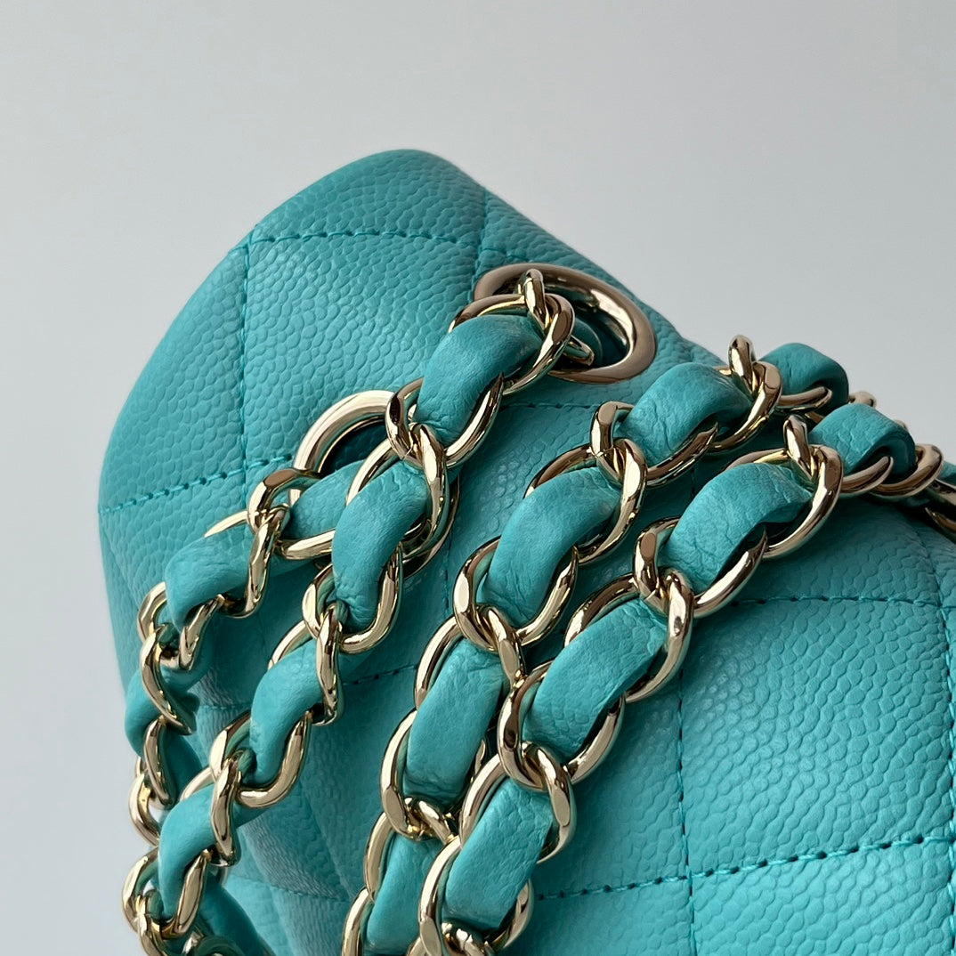 Bright Blue Caviar Leather Small Flap Bag CNL - Level X
