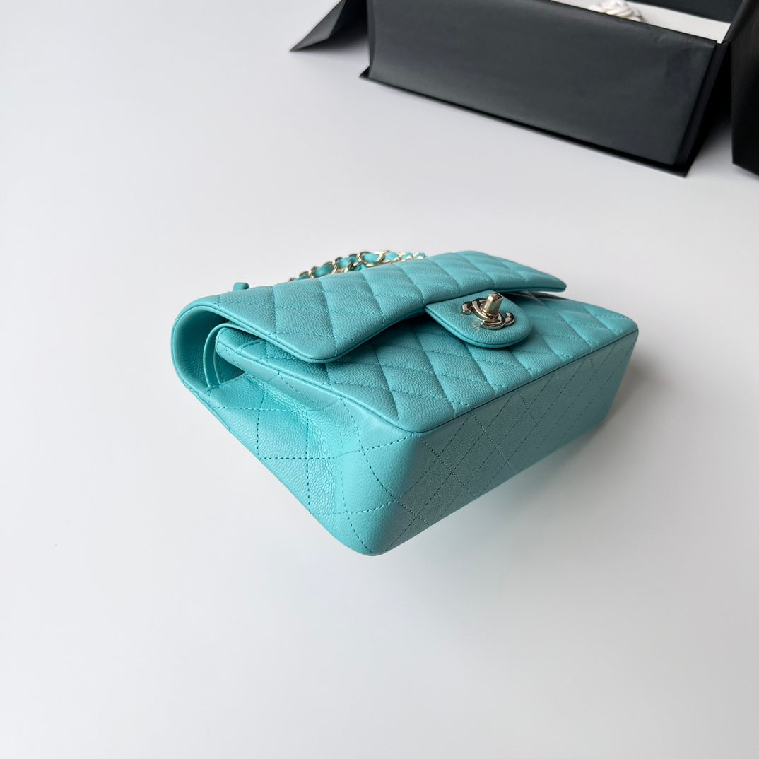 Bright Blue Caviar Leather Small Flap Bag CNL - Level X