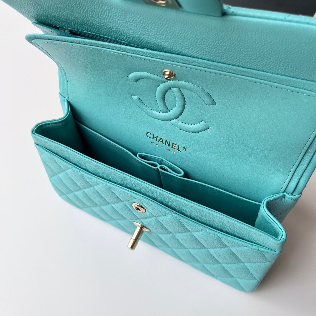 Bright Blue Caviar Leather Small Flap Bag CNL - Level X