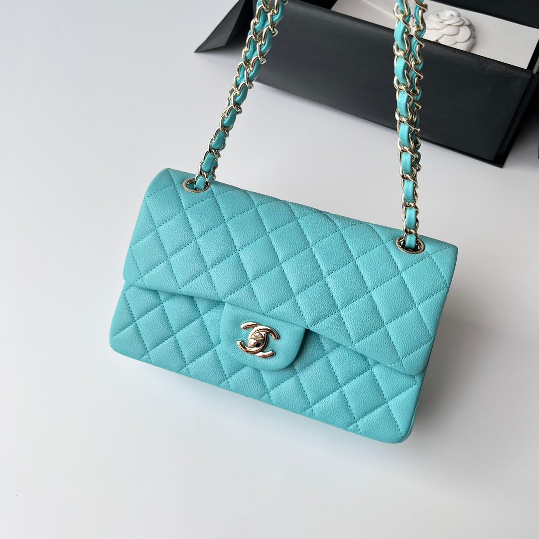 Bright Blue Caviar Leather Small Flap Bag CNL - Level X