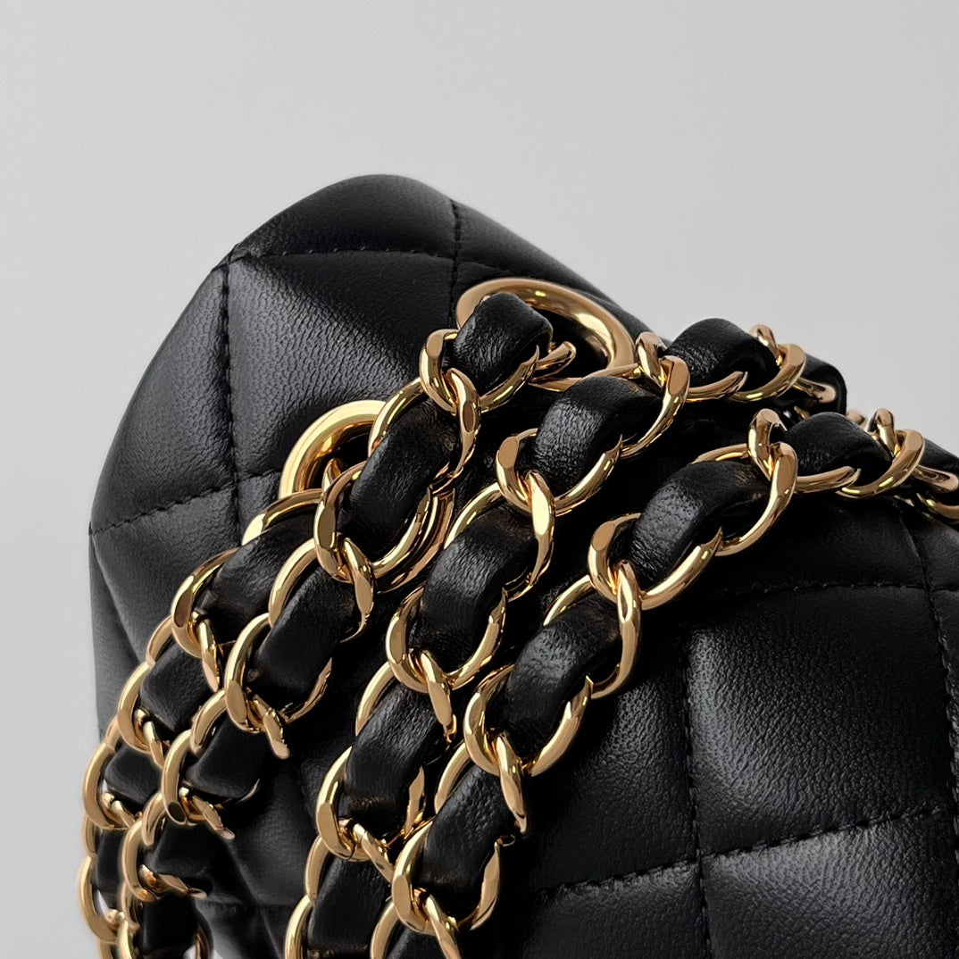 Black Lambskin Leather Medium Flap Bag - Level X