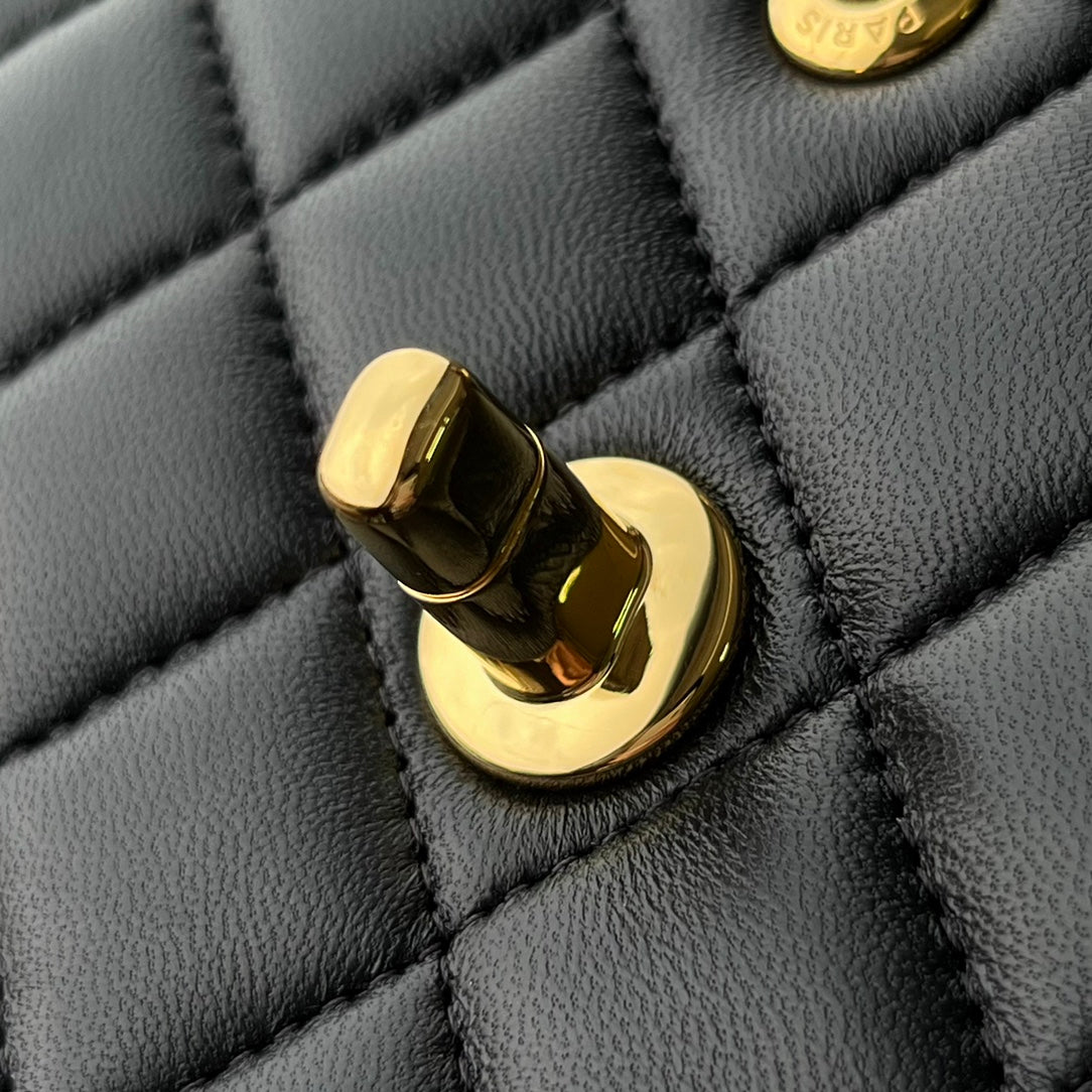 Black Lambskin Leather Medium Flap Bag - Level X