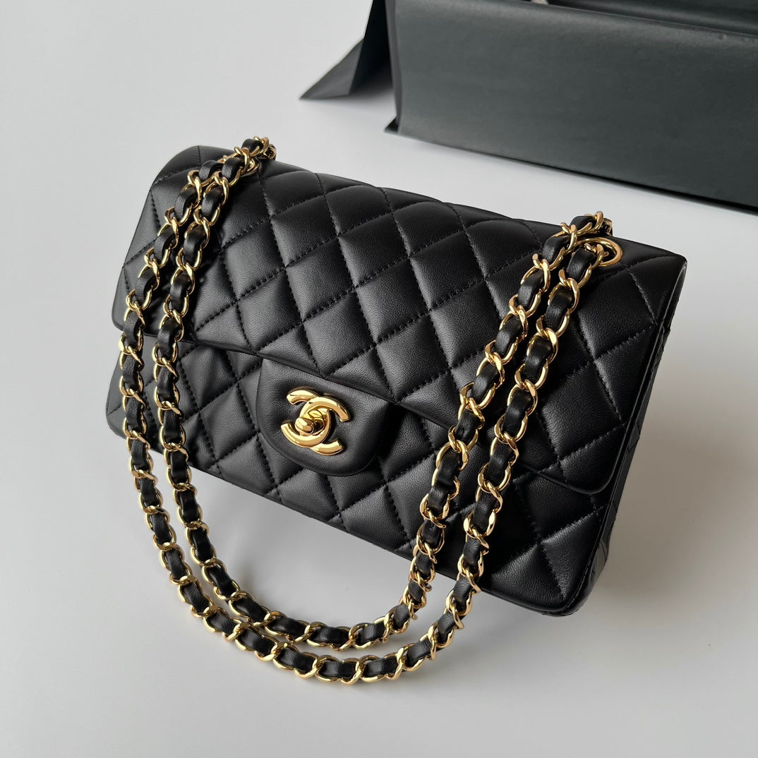 Black Lambskin Leather Small Flap Bag - Level X