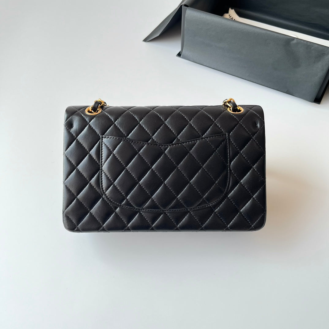 Black Lambskin Leather Medium Flap Bag - Level X