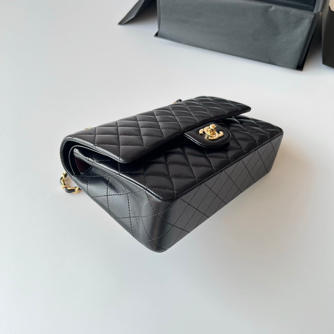 Black Lambskin Leather Medium Flap Bag - Level X