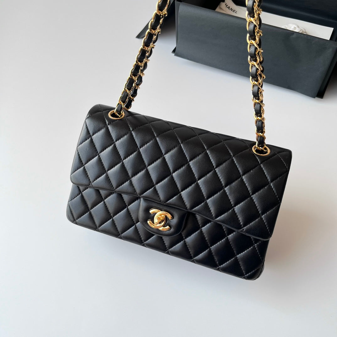 Black Lambskin Leather Medium Flap Bag - Level X
