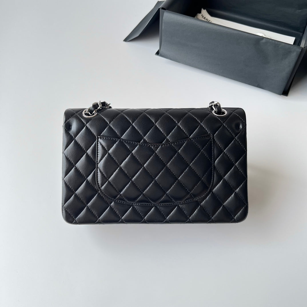 Black Lambskin Leather Medium Flap Bag - Level X
