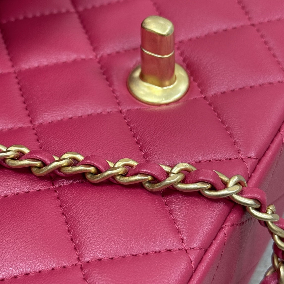 Rose Red Lambskin Top Handle Mini Flap Bag CNL - Level X