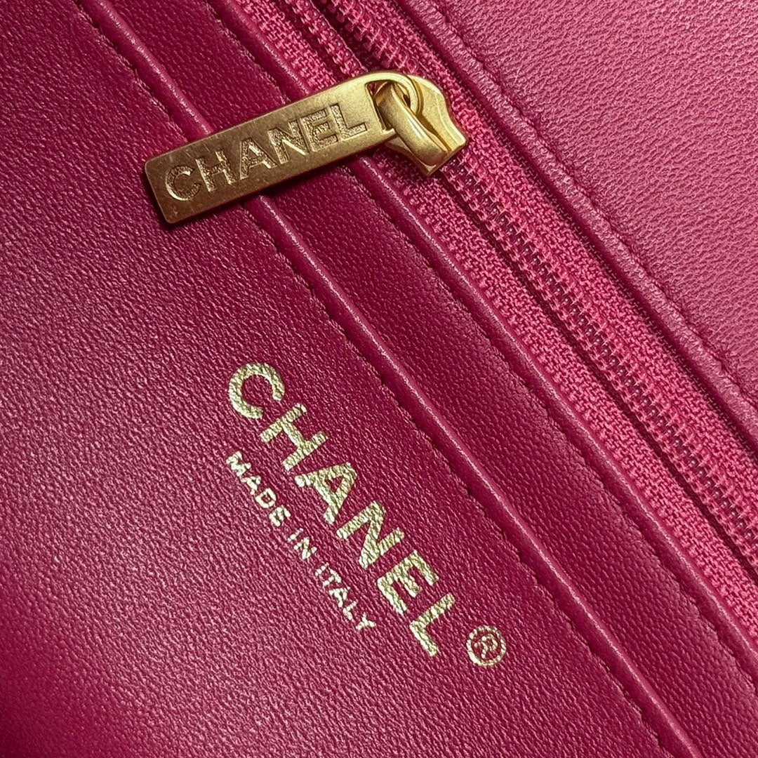 Rose Red Lambskin Top Handle Mini Flap Bag CNL - Level X