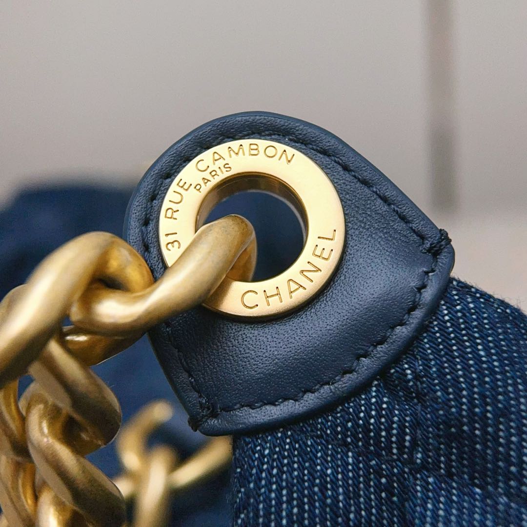Dark Denim Quilted Hobo Bag - Level X