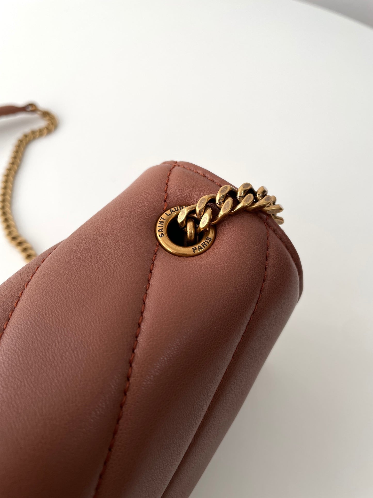 Rose Sand Leather New Mini Loulou Bag - Level 5