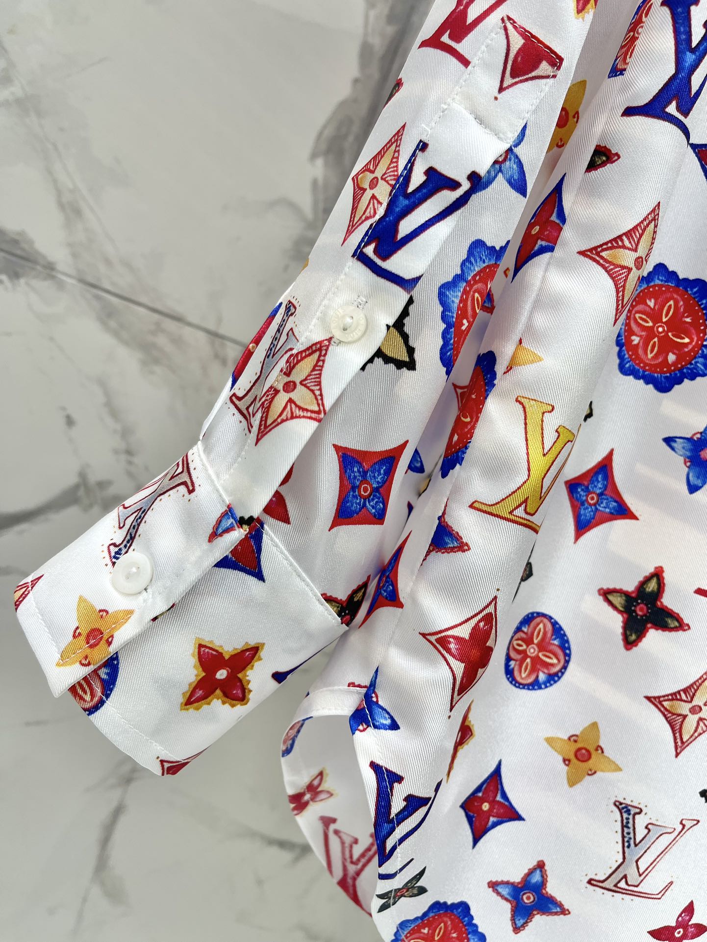 Monogram Silk Button-Down Shirt
