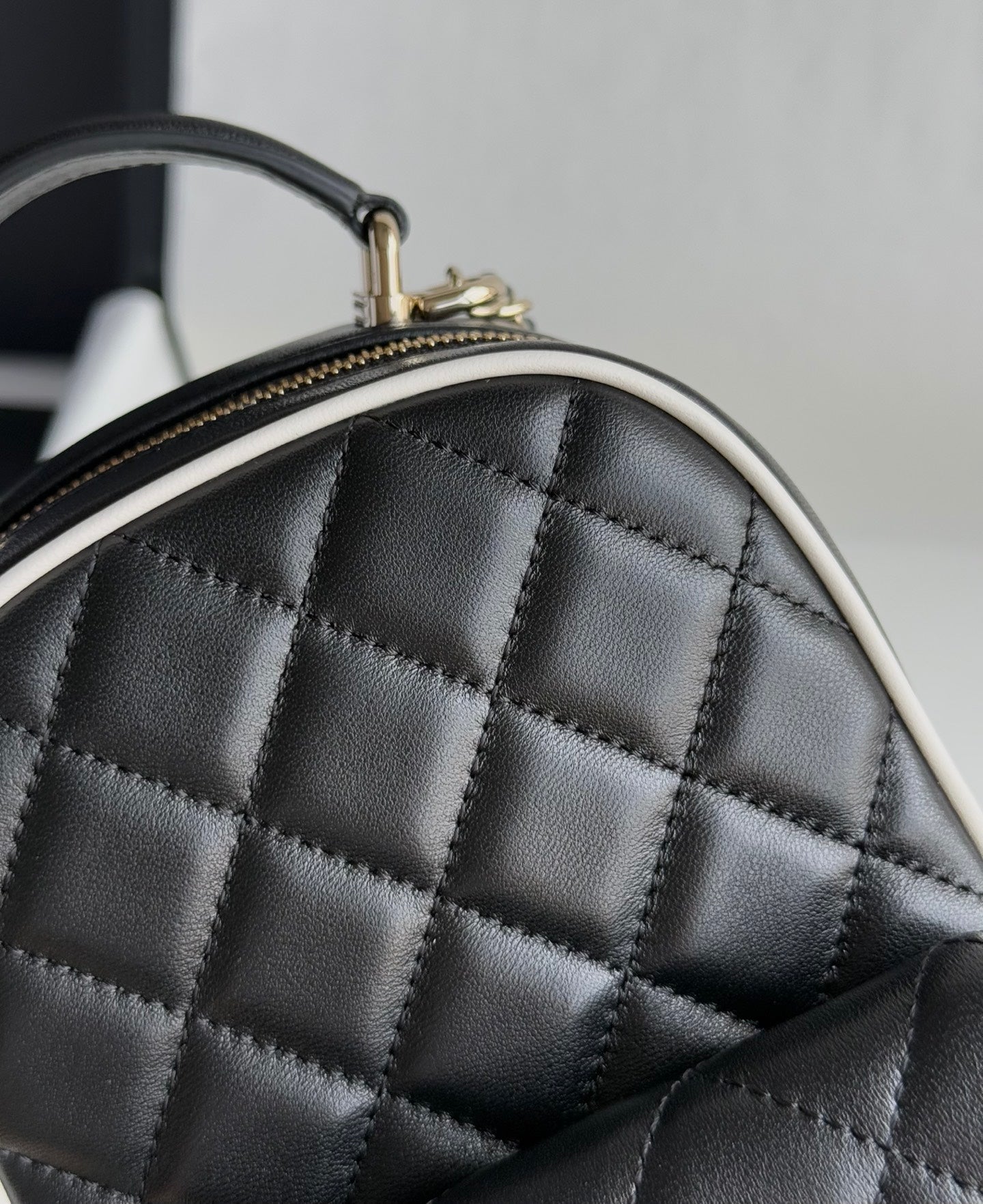 Black & White Lambskin Leather Mini Backpack - Level 5