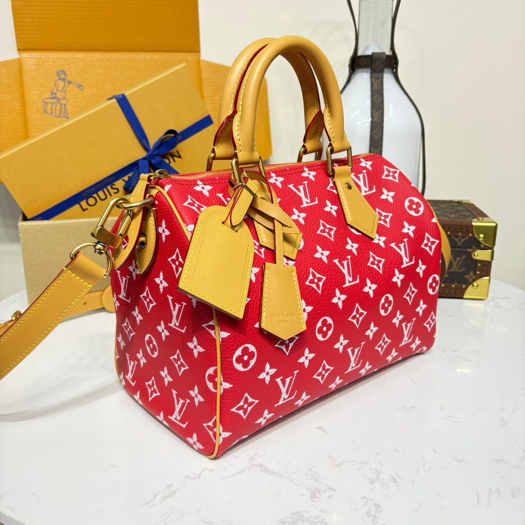 P9 Speedy 30 Bandouliere Red Leather - Level 5