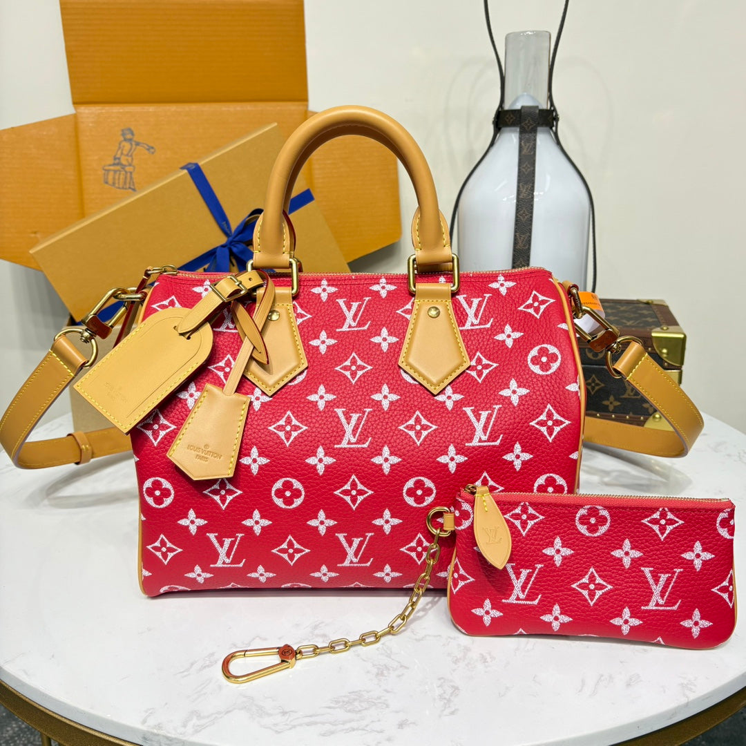 P9 Speedy 30 Bandouliere Red Leather - Level 5