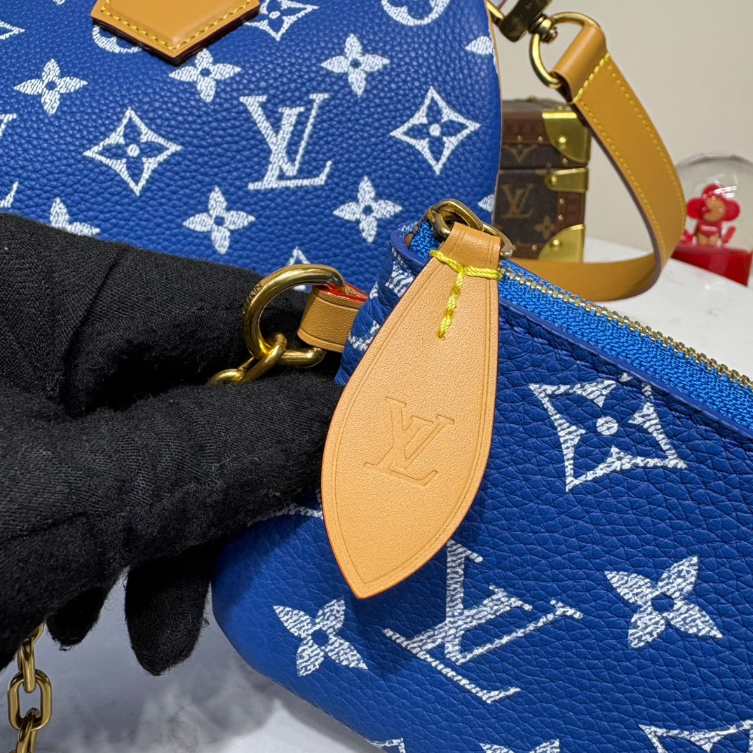 P9 Speedy 30 Bandouliere Navy Blue Leather - Level 5
