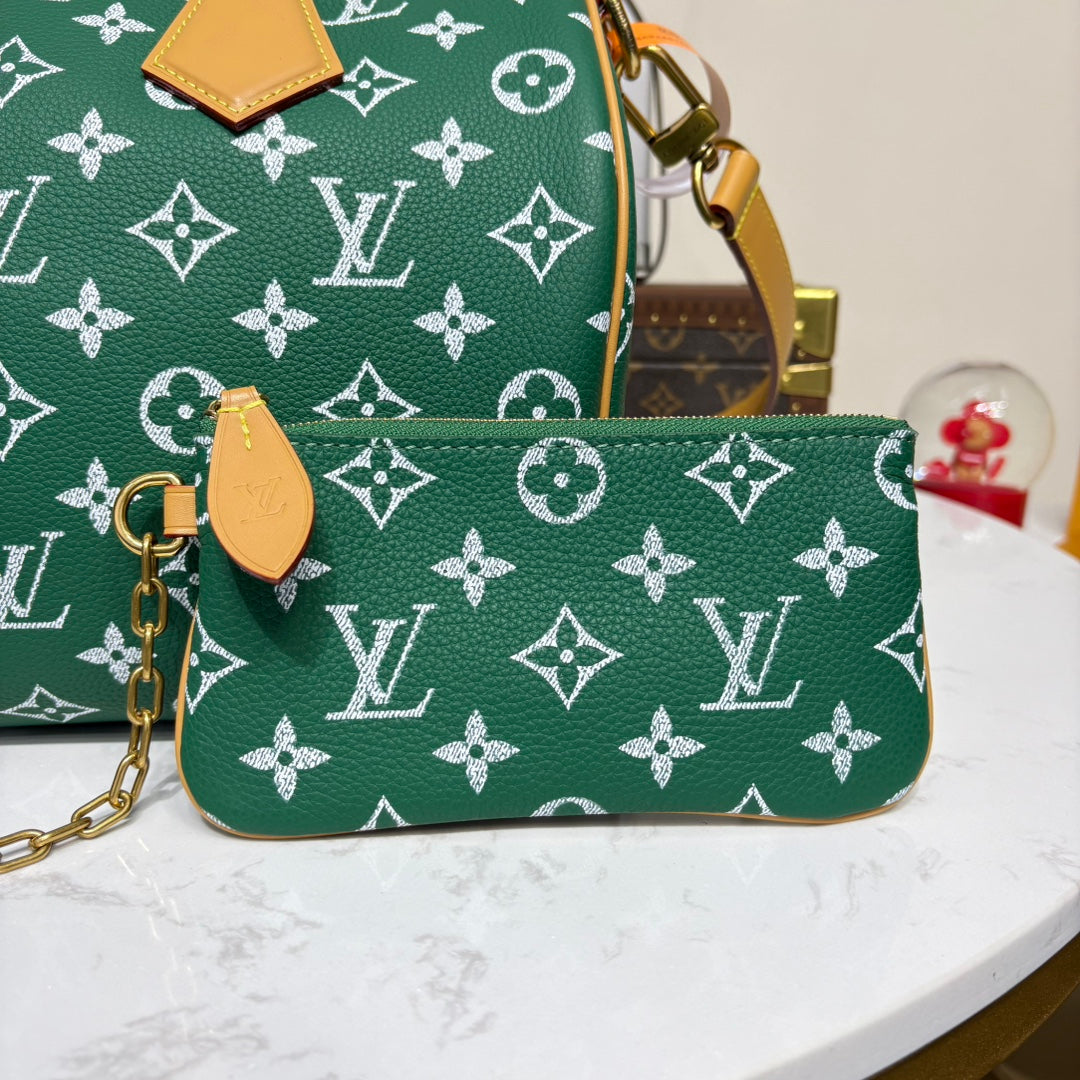 P9 Speedy 30 Bandouliere Green Leather - Level 5
