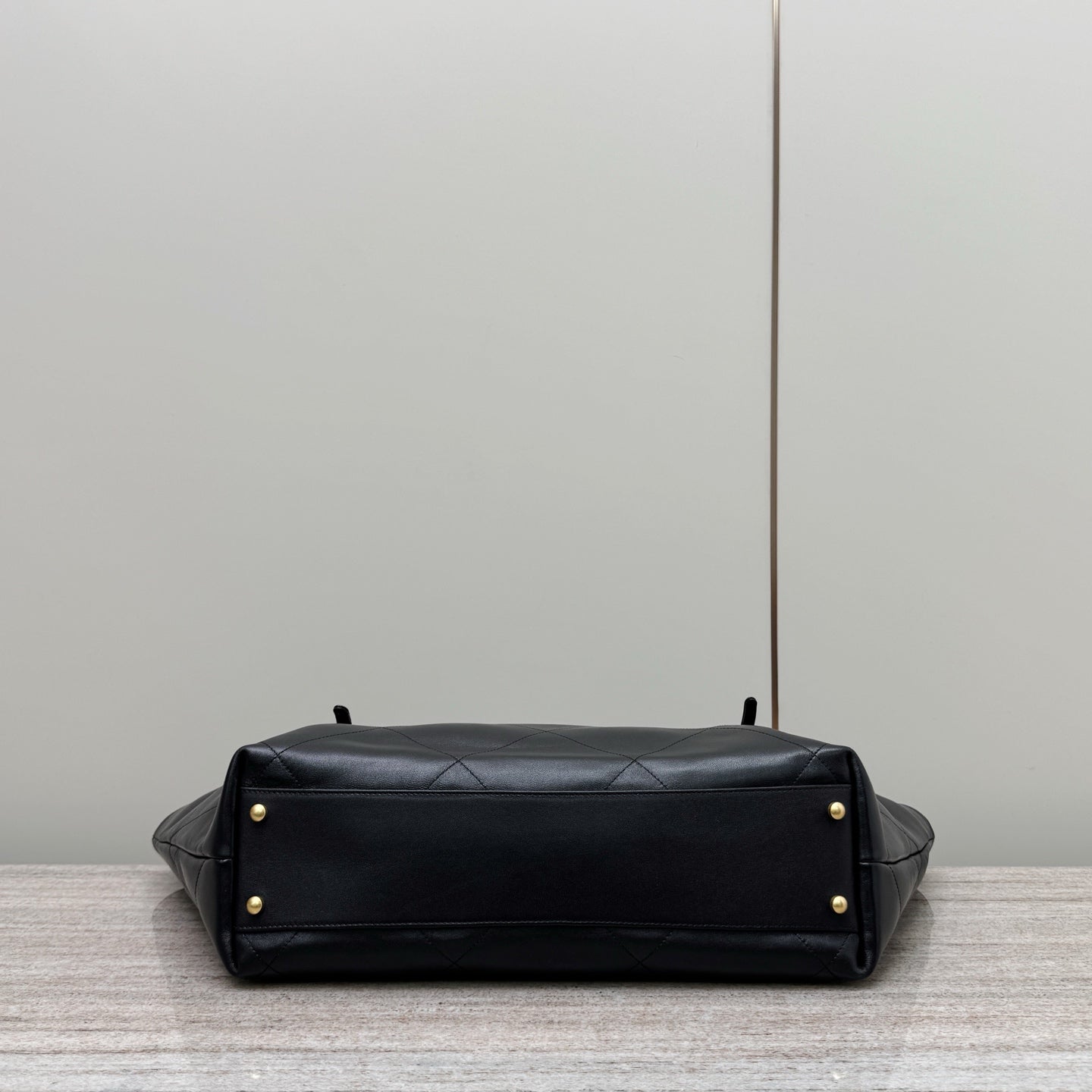 Black Leather Maxi Shopping Tote Bag - Level X