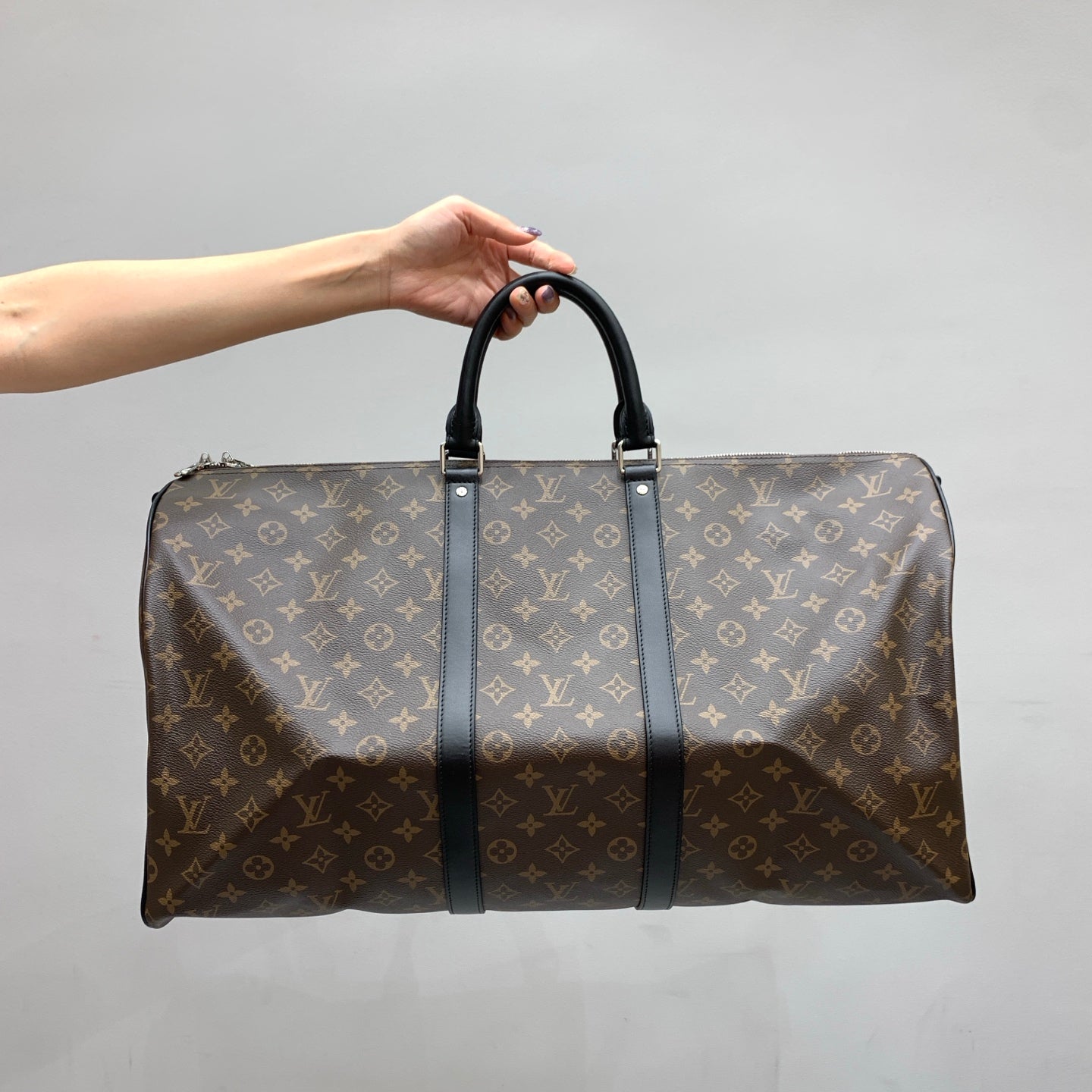 Brown & Black Monogram Keepall 55 Duffle Bag - Level 4