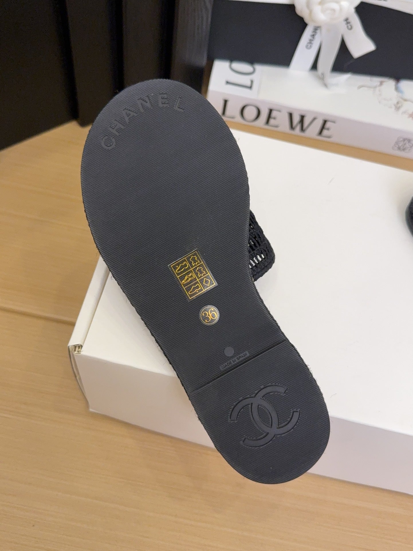 Black Gold Chain Braided Slides